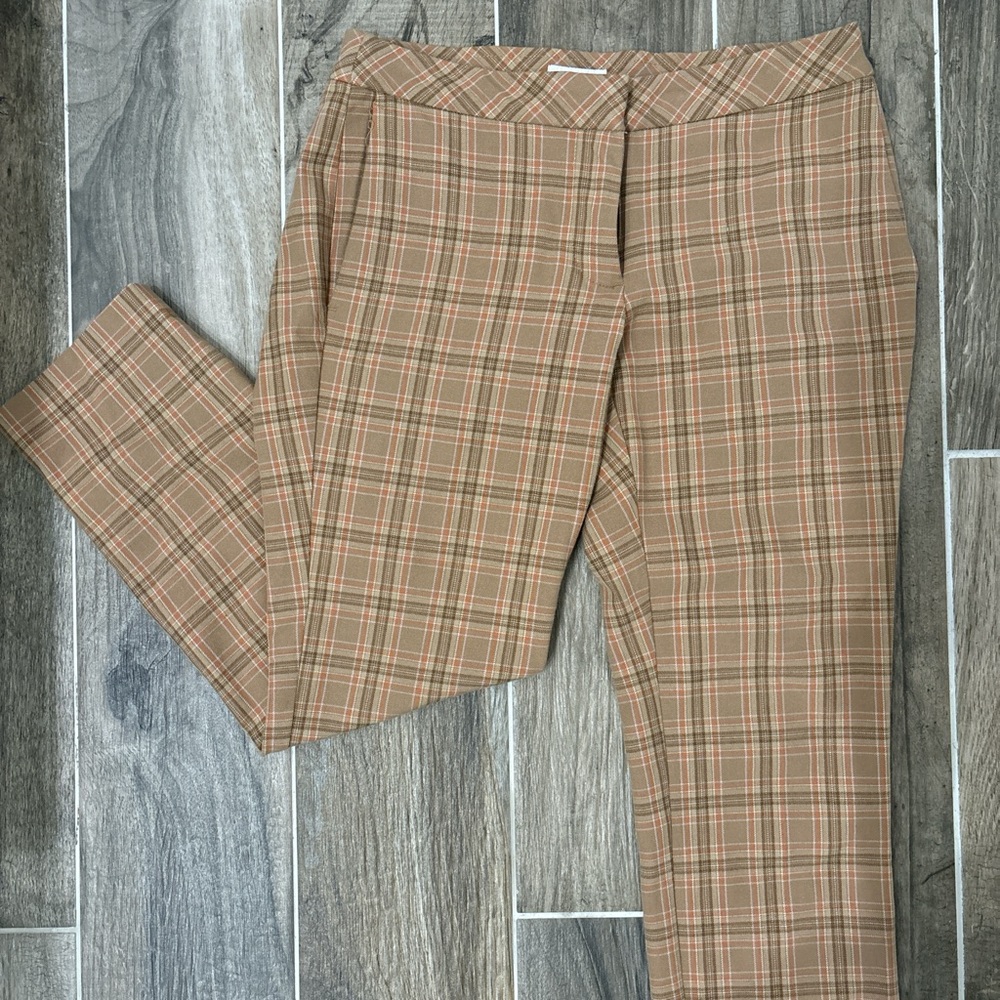J.Jill tan and orange plaid pants